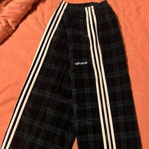 Adidas Corduroy Tartan Wide Leg Pants